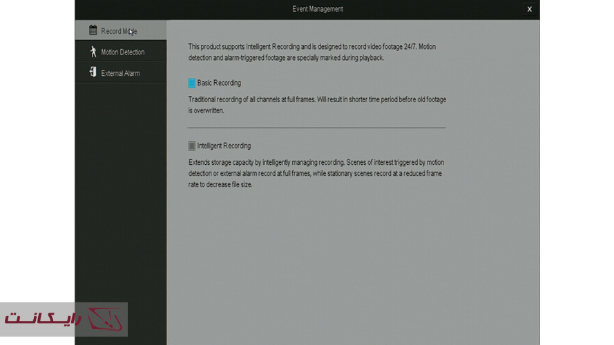 حالت های ضبط فیلم در تنظیمات NVR