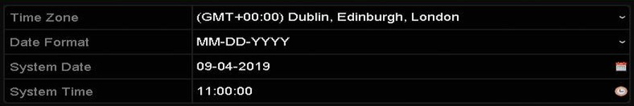 تنظیمات زمان، قالب تاریخ و منطقه زمانی دستگاه dvr