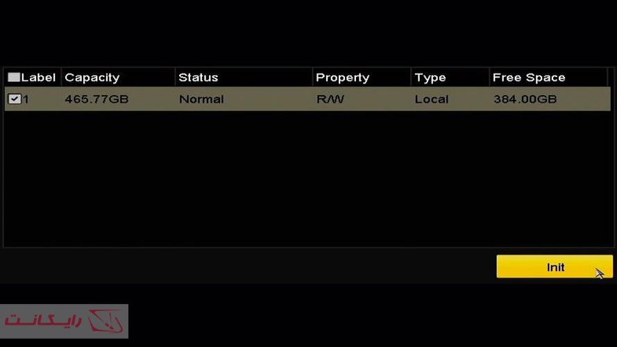 شناسایی هارد در تنظیمات DVR