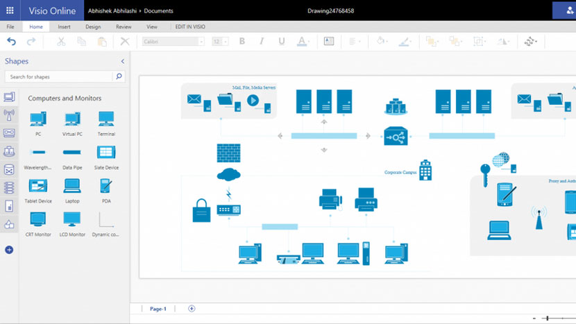 طراحی نقشه شبکه با نرم افزار visio